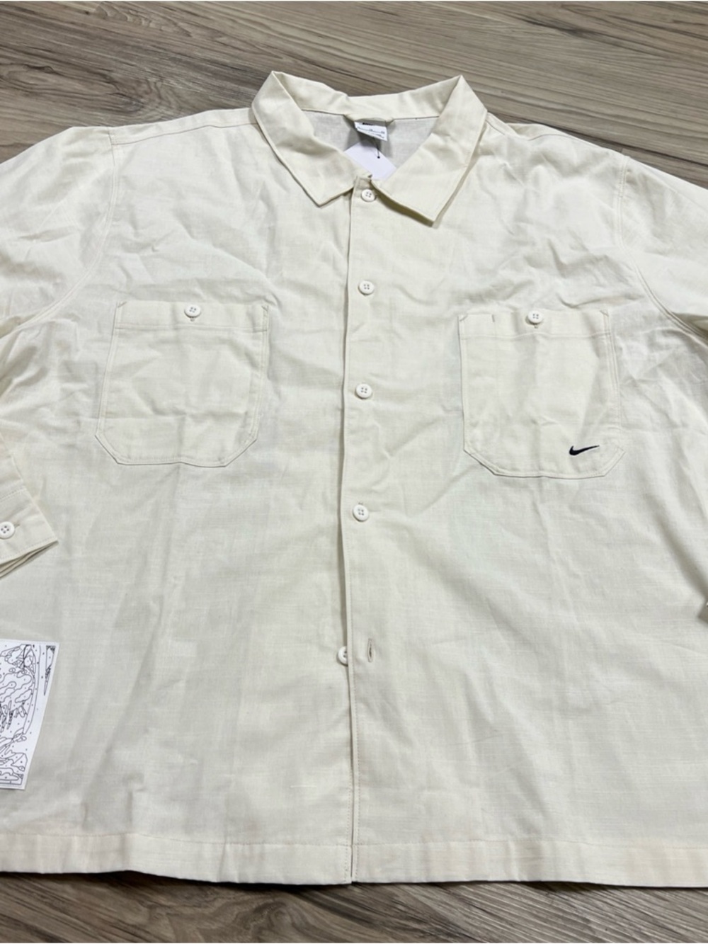Nike Life Shirt Light Khaki Button Up Cotton Men’s Sizes HV0882-229 $110 NWT